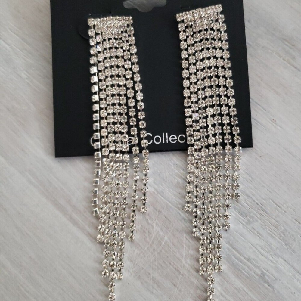 Chandelier Long Waterfall Pierced Earrings NWT